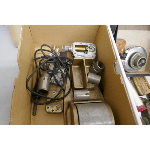 2186 - A collection of sheet music, musical box movements, gramophone needles, etc.