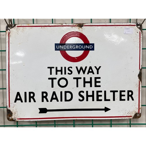 276 - An London Underground Air Raid Shelter enamelled metal sign