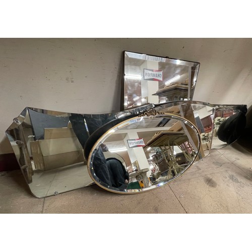 301 - Twenty-one bevelled edged mirrors