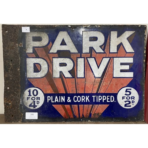 281 - A Park Drive Cigarettes enamelled metal advertising sign