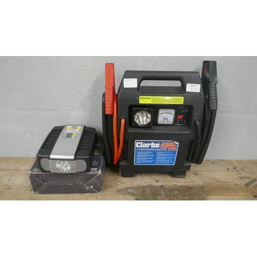 5042 - A Clarke jumpstart 900, 12 volt rechargeable power supply/jump starter and a Richtek battery charger