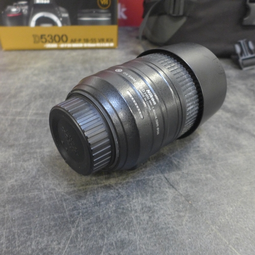 A boxed D5300 AF-P digital SLR camera body with a Nikon DX-VR AFP ...