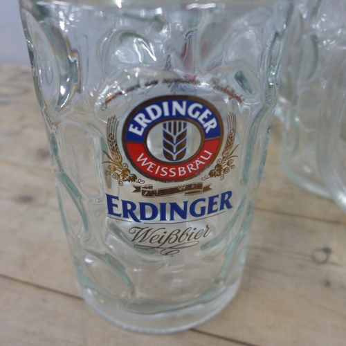 5171 - Eight large drinking glasses including Erdinger, Beneiktiner, Bitburger, etc.
