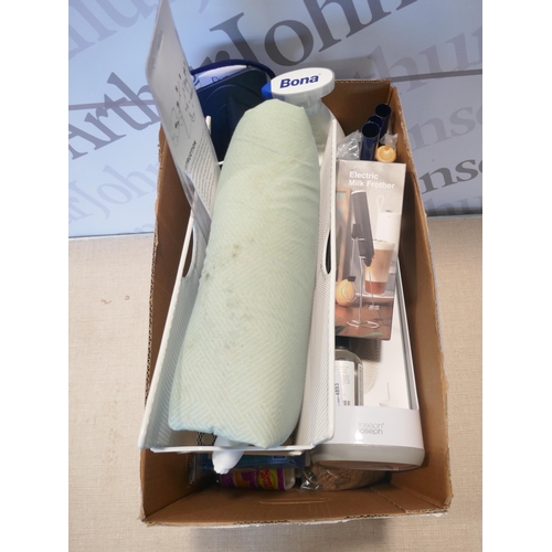 6101 - A box of miscellaneous items to include, a Joseph Joseph toilet brush holder, magazine rack, floor m... 