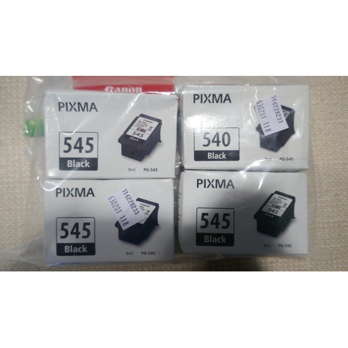 6116 - An Epson 102 mulit-pack ink and four Pixma 545 black ink cartridges  * This lot is subject to VAT