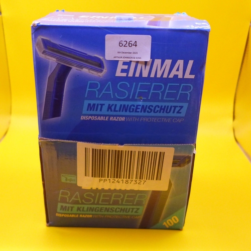 6264 - A box of disposable razors with protective caps  * This lot is subject to VAT