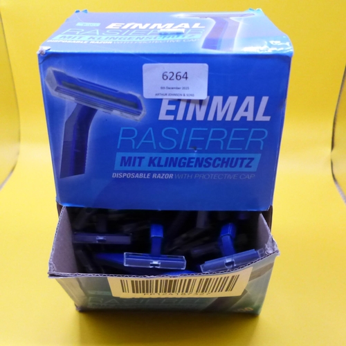 6264 - A box of disposable razors with protective caps  * This lot is subject to VAT