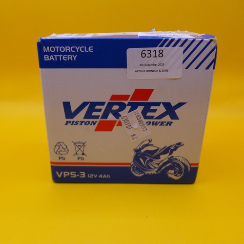 6318 - A Vertex - Motorcycle Battery VP5-3 12v *This lot is subject to VAT