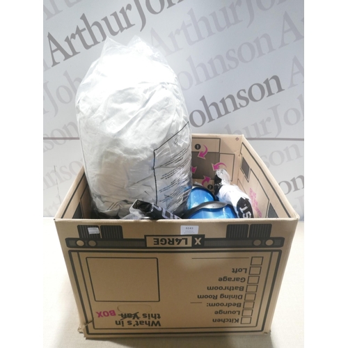 6143 - A box of workwear to include welding masks, hard hat, Portwest, DeWalt, etc.  * This lot is subject ... 