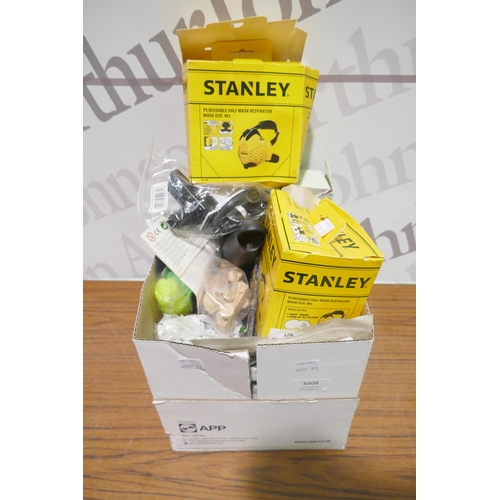 6408 - A quantity of various items including hose, Stanley masks, cocktail finisher, food container, sealan... 