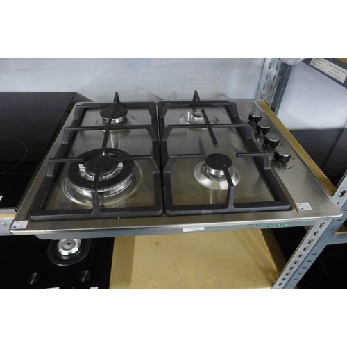 4061 - Stainless steel gas 4 burner Hob - (missing burners) And 2 electric hobs (both damaged) - (481-104, ... 