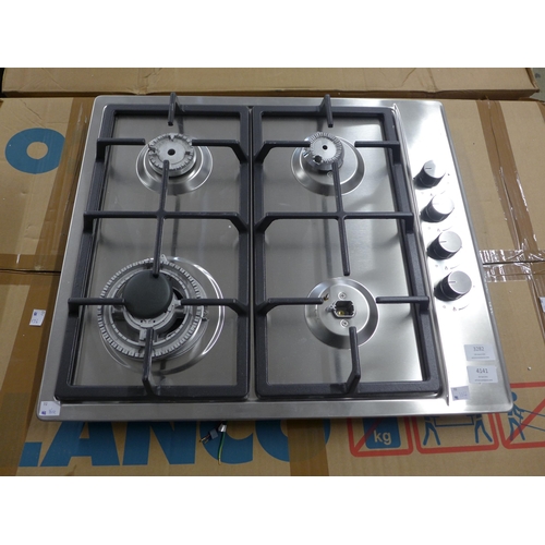 4061 - Stainless steel gas 4 burner Hob - (missing burners) And 2 electric hobs (both damaged) - (481-104, ... 