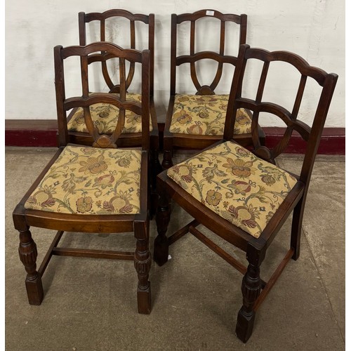 123 - A set of four Art Deco oak dining chairs