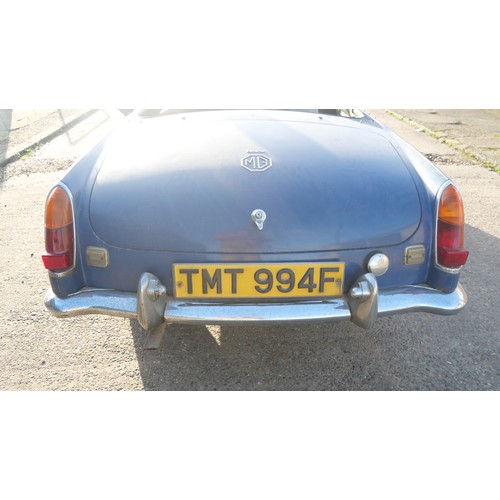 354 - A 1968 MGC Roadster with 2912cc straight-six petrol engine. Registration TMT 994F. From a deceased’s... 