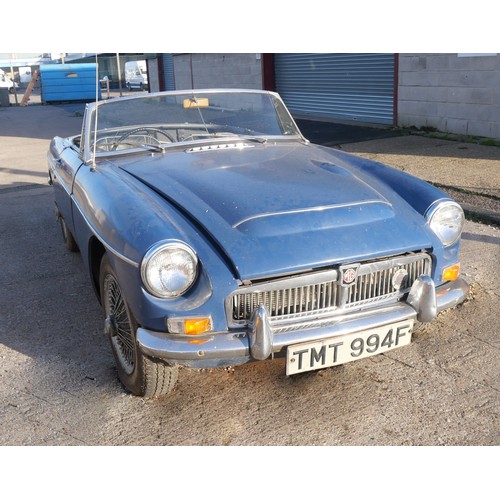 354 - A 1968 MGC Roadster with 2912cc straight-six petrol engine. Registration TMT 994F. From a deceased’s... 