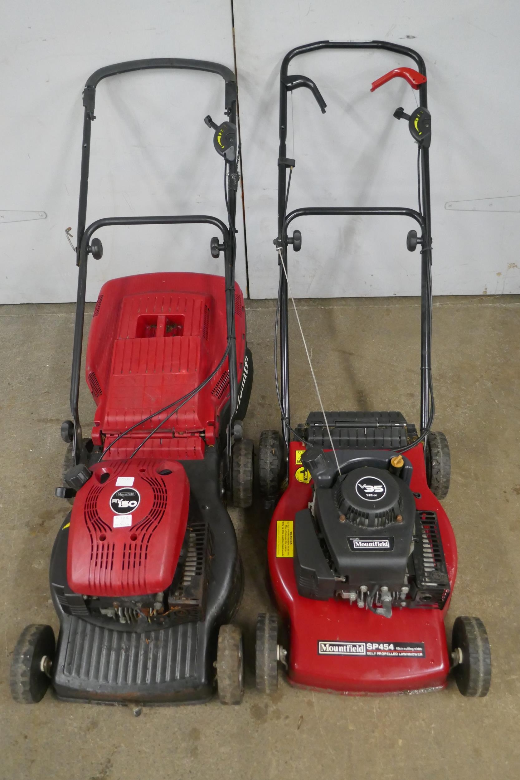 A Mountfield RV150 petrol driven lawn mower and a Mountfield SP454 ...