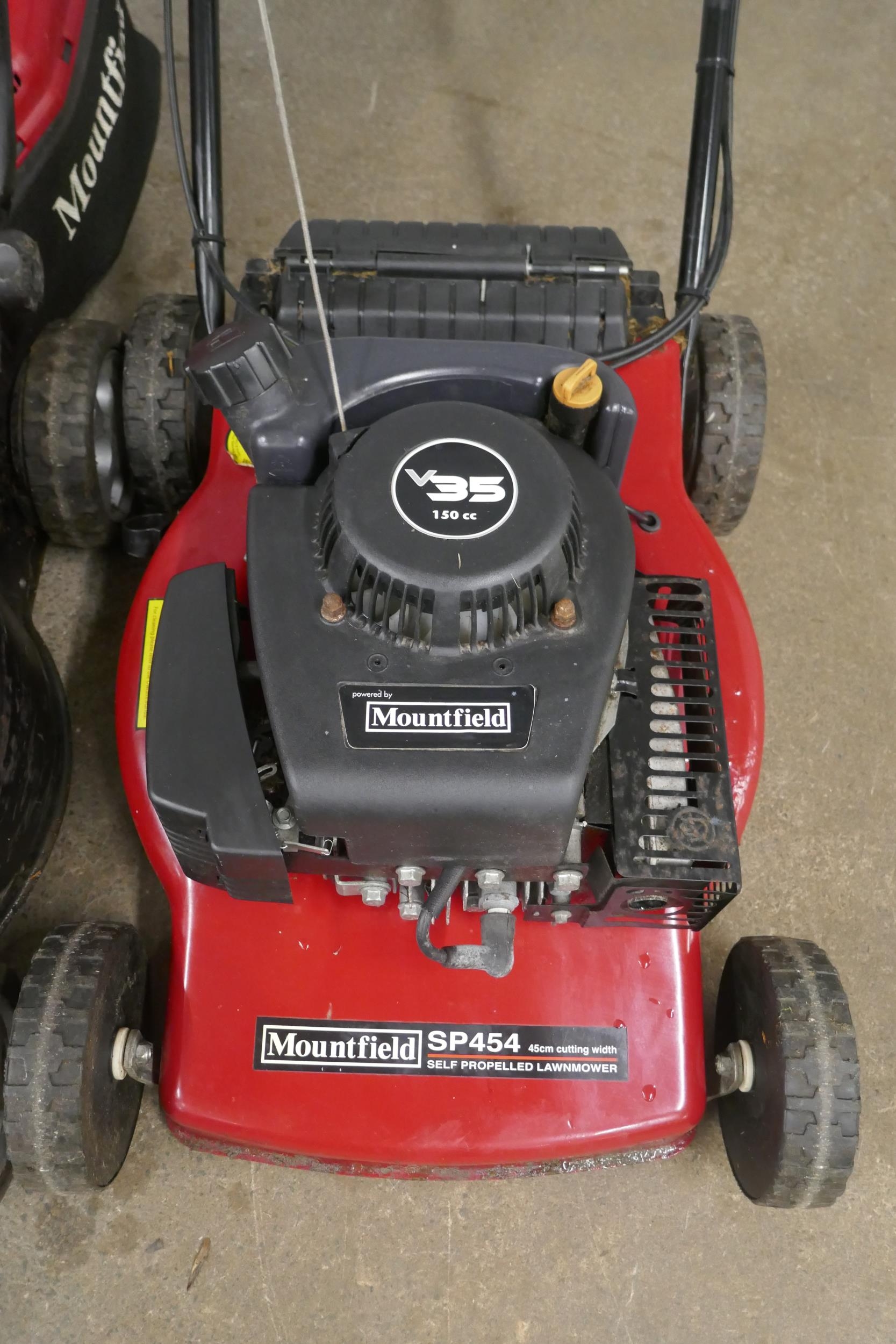 A Mountfield RV150 petrol driven lawn mower and a Mountfield SP454 ...
