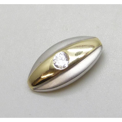 7044 - A 14ct two tone gold white stone set pendant, 1.1g, 1.5cm