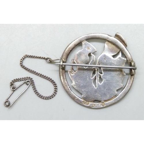 7060 - Robert Allison, a 1960s Scottish silver thistle design brooch, hallmarked Glasgow, 1960, 3.5cm