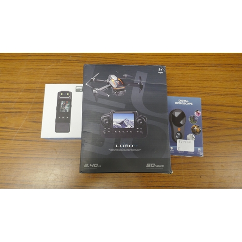 A boxed LU80 SD camera drone with case and controller, a mini body ...