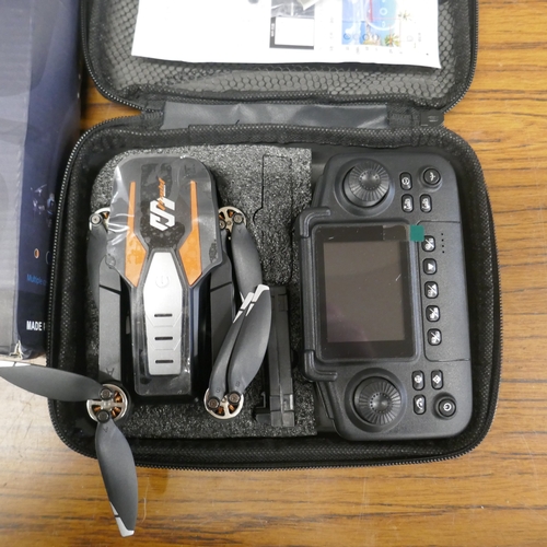 A boxed LU80 SD camera drone with case and controller, a mini body ...