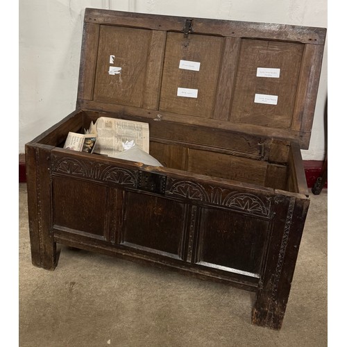 57E - A Charles II carved oak coffer