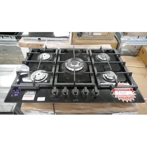 4282 - An AEG 5 burner gas on glass hob (607-84)(missing Burner plates) *This lot is subject to VAT