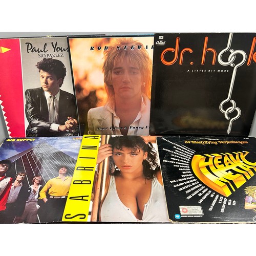 2083 - A box of vinyl LP records including The Communards, B52s, Peter Gabriel, etc., twenty-four in total