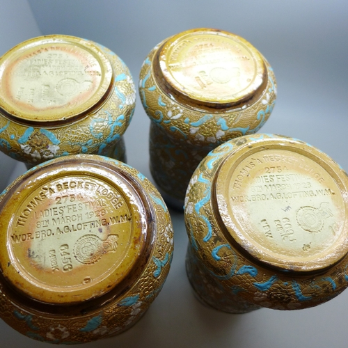 2006 - A set of four Royal Doulton vases, the bases marked Thomas A Becket Lodge Ladies' Festival 8th March... 