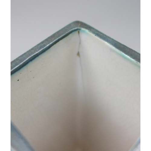 2022 - A small Troika pottery vase, 11.5cm, a/f, cracked