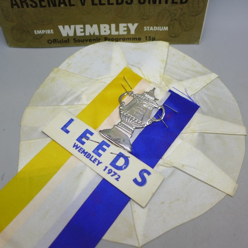 2026 - A 1972 FA Cup Final programme, Arsenal v Leeds and a Leeds pennant