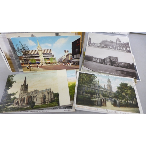 2036 - A box of Leicester related postcards and ephemera