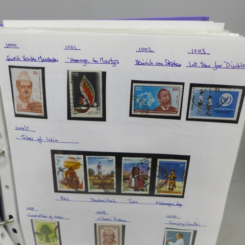 2057 - Stamps; India stamps, large lever-arch file containing mint and used collection 1947 - 2009, hundred... 