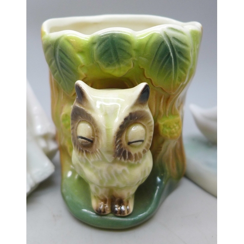 2062 - A collection of china to include two Royal Doulton figures, Nao ducks, Royal Dux mallard duck figure... 