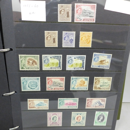 2066 - Stamps; Cyprus stamps 1880 to 1989 mint and used collection on hanger sheets in a large binder, mixe... 