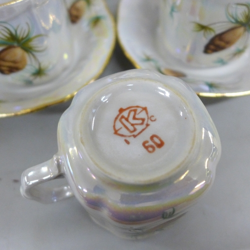 2070 - A Ukrainian, Kiev mid 20th century lustre porcelain tea/coffee service