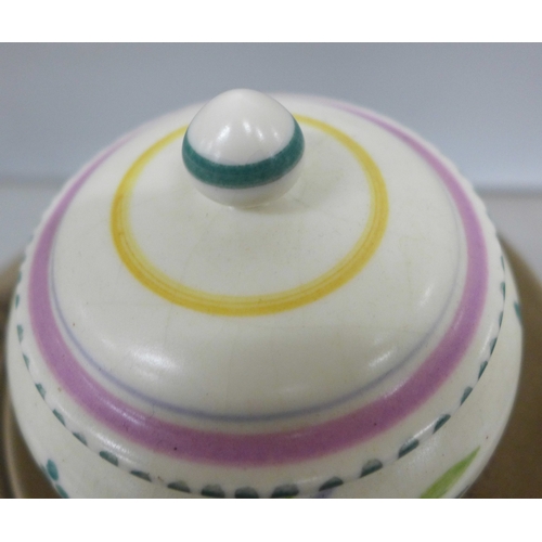 2071 - A collection of Poole pottery including two bird figures and a lidded pot