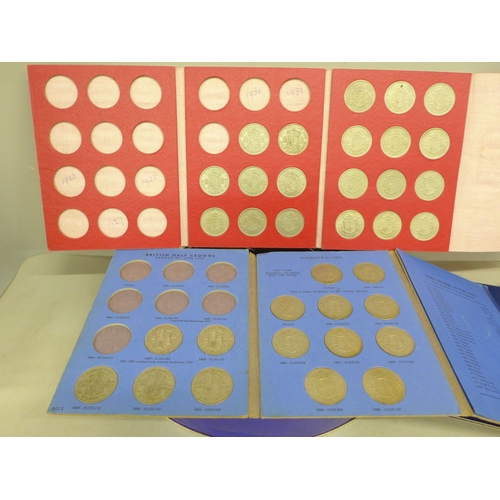 2072 - Coins; ten coin folders, some with coins, a large collection of loose coins including pennies, bank ... 