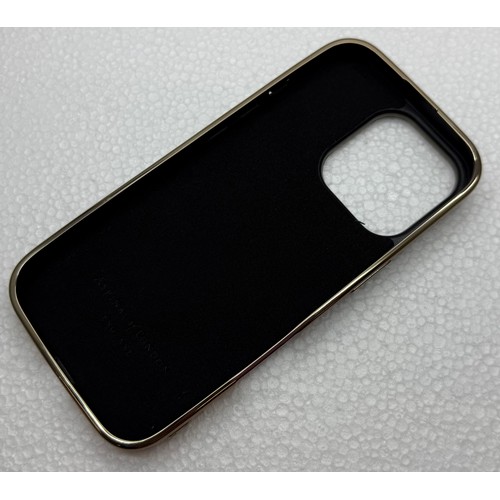 7107 - An Aspinal London black leather and gold tone iPhone 16 Pro case, BR3624, with bag