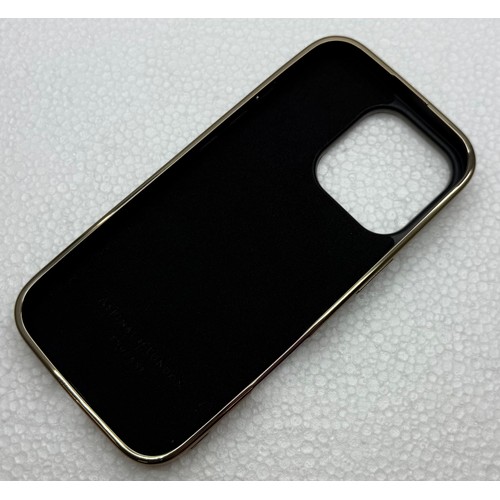 7107 - An Aspinal London black leather and gold tone iPhone 16 Pro case, BR3624, with bag
