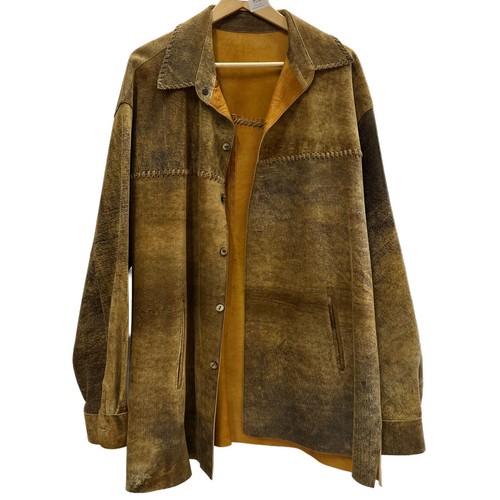 7118 - A Napoleon New York gentleman's patchwork style brown leather jacket, size 48