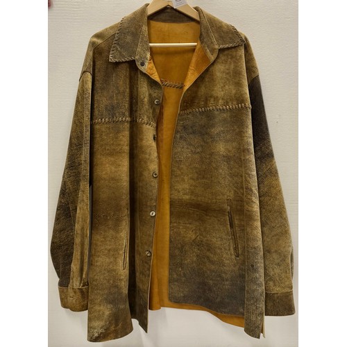 7118 - A Napoleon New York gentleman's patchwork style brown leather jacket, size 48