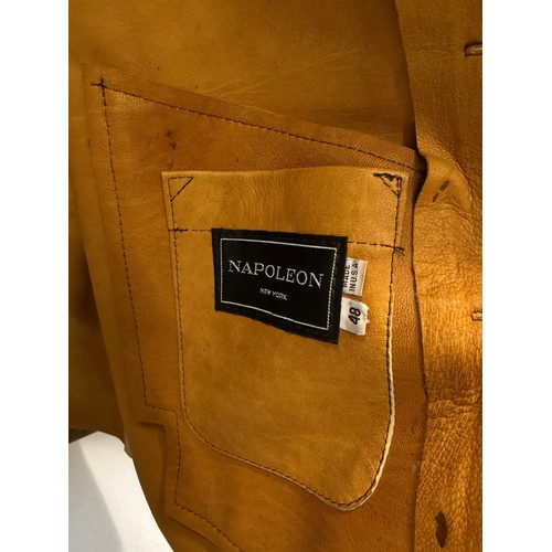 7118 - A Napoleon New York gentleman's patchwork style brown leather jacket, size 48