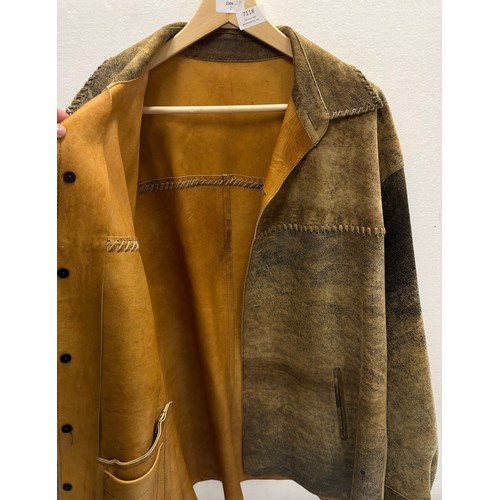 7118 - A Napoleon New York gentleman's patchwork style brown leather jacket, size 48