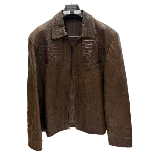 7119 - A Napoleon New York gentleman's brown leather jacket, size 3X *please note this is not available for... 