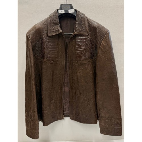 7119 - A Napoleon New York gentleman's brown leather jacket, size 3X *please note this is not available for... 