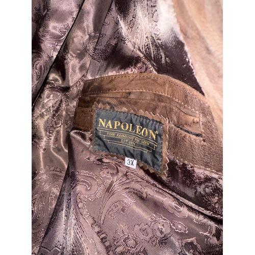 7119 - A Napoleon New York gentleman's brown leather jacket, size 3X *please note this is not available for... 