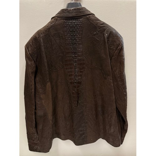 7119 - A Napoleon New York gentleman's brown leather jacket, size 3X *please note this is not available for... 