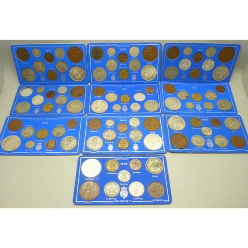 A collection of 1937-1946 coins