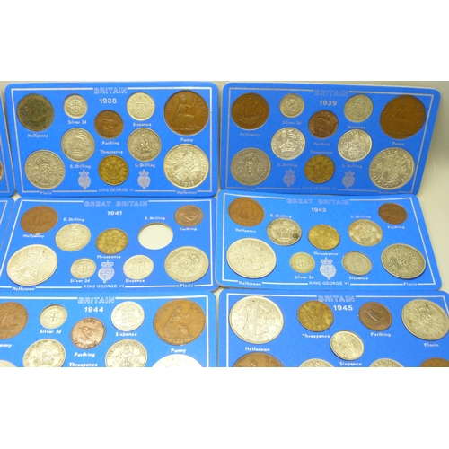 A collection of 1937-1946 coins
